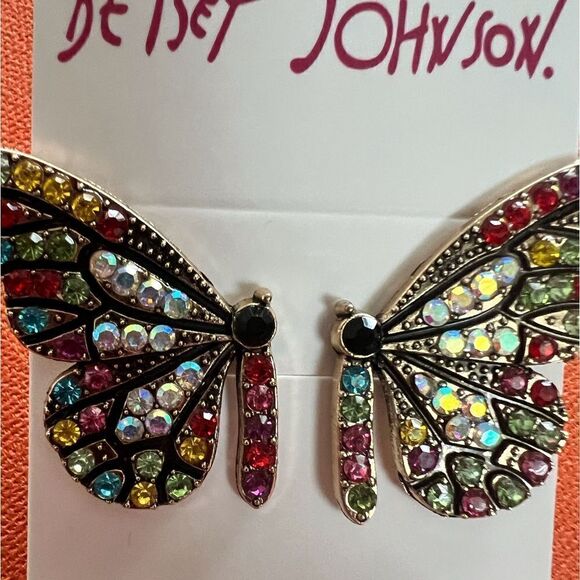 💙 Betsey Johnson stunning crystals butterfly wing earrings 💙 - Picture 3 of 7